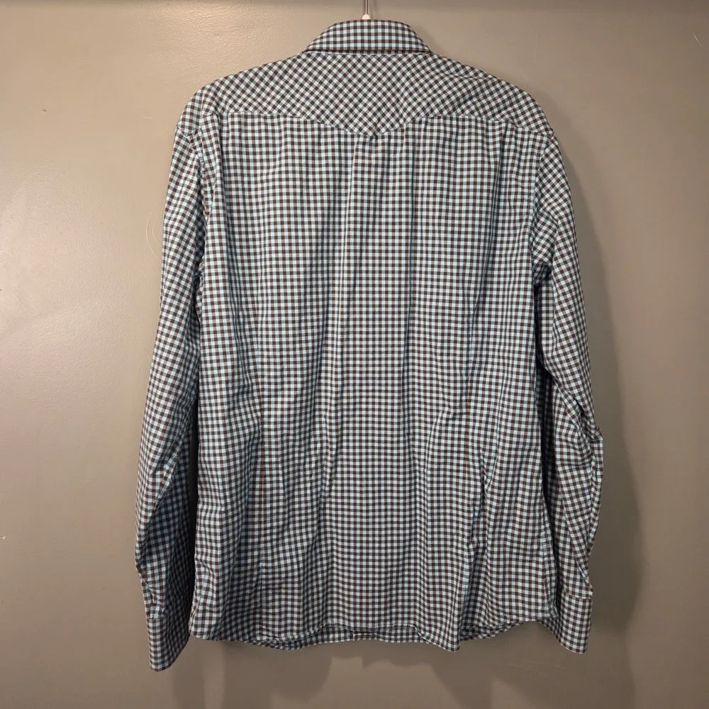 Banana Republic Men's Slim Fit Long Sleeve‎ Button Up Shirt Size L Gingham Blue